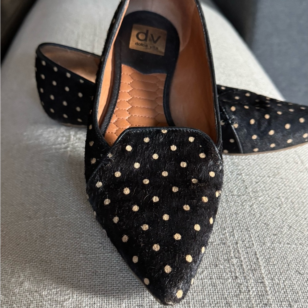 Dolce Vita Black and Gold Dot Flats